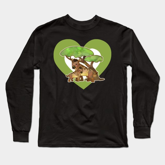 Watercolor Hyenas in Heart Long Sleeve T-Shirt by HeartsandFlags